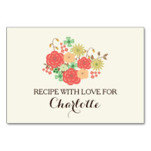 アイボリーミントフローラブライダルシャワーレシピカード