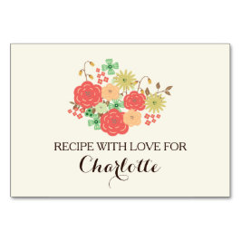 アイボリーミントフローラブライダルシャワーレシピカード テーブルナンバー