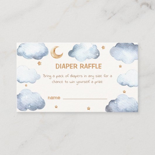 アイボリームーンスターズトゥインクルオムツラッフルベビーシャワー エンクロージャーカード (正面)