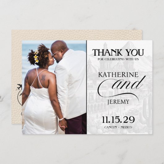 アイボリーメキシコパスポート サンキューカード (正面/裏面)