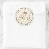 アイボリーメープルシロップ金ゴールドメープルリーフ縁ど金ゴールド ラウンドシール (バッグ)