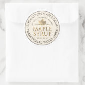 アイボリーメープルシロップ金ゴールドメープルリーフ縁ど金ゴールド ラウンドシール (バッグ)