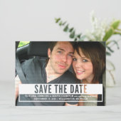 アイボリーモダンカットアウト日付保存招待状 招待状 (スタンド正面)