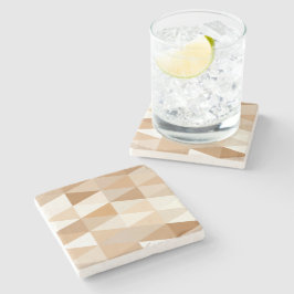 アイボリーモダントープ灰色タン茶色の三角形パターン ストーンコースター