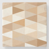 アイボリーモダントープ灰色タン茶色の三角形パターン ストーンコースター (正面)