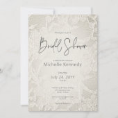 アイボリーモダンブライダルレースブライダルシャワー 招待状 (正面)