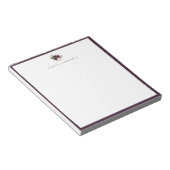 アイボリーモダンプラムフローラブーケパープルフレーム ノートパッド (アングル)