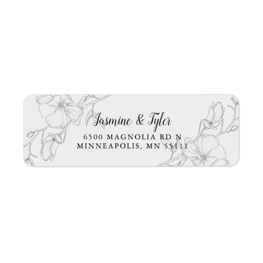アイボリーモダンマグノリアフラワーズ差出人住所 ラベル (正面)