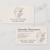 アイボリーモダンメイクアップ女性顔美容師フェイシャル 名刺 (正面/裏面)