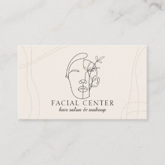 アイボリーモダンメイクアップ女性顔美容師フェイシャル 名刺