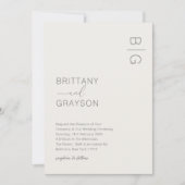 アイボリーモダンモノグラムフォト結婚式招待状 招待状 (正面)