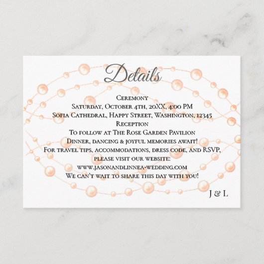 アイボリーモダン赤面ロマンチックパールニュートラル結婚ズ エンクロージャーカード (正面)