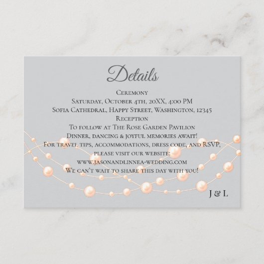 アイボリーモダン赤面ロマンチックパールニュートラル結婚ズ エンクロージャーカード (正面)