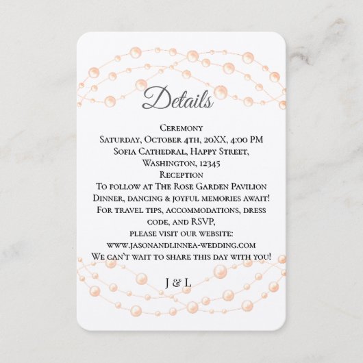 アイボリーモダン赤面ロマンチックパールニュートラル結婚ズ エンクロージャーカード (正面)