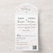 アイボリーモダン赤面ロマンチックパールニュートラル結婚ズ オールインワン招待状 (内側)