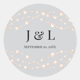 アイボリーモダン赤面ロマンチックパールニュートラル結婚ズ ラウンドシール