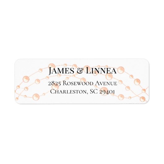 アイボリーモダン赤面ロマンチックパールニュートラル結婚ズ ラベル (正面)