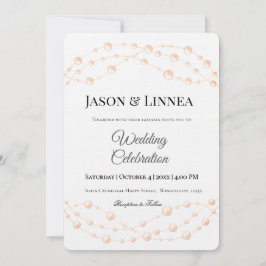 アイボリーモダン赤面ロマンチックパールニュートラル結婚ズ 招待状