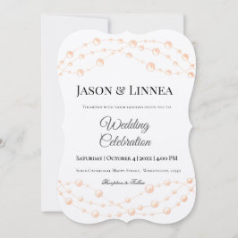 アイボリーモダン赤面ロマンチックパールニュートラル結婚ズ 招待状