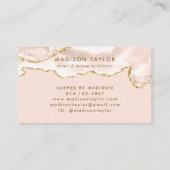 アイボリーモダン金ゴールドグリッタースパークルマーブルアゲート 名刺 (裏面)