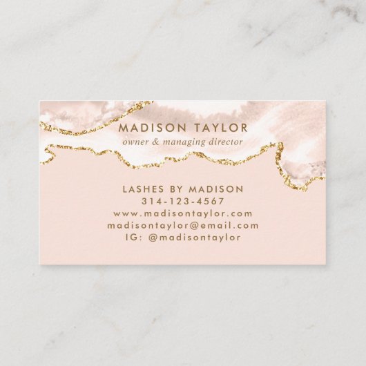 アイボリーモダン金ゴールドグリッタースパークルマーブルアゲート 名刺 (裏面)