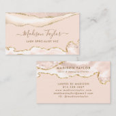 アイボリーモダン金ゴールドグリッタースパークルマーブルアゲート 名刺 (正面/裏面)