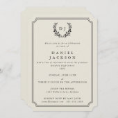 アイボリーモノグラムローレルリース卒業 招待状 (正面/裏面)