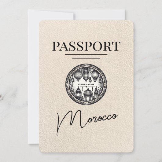 アイボリーモロッコパスポート結婚式招待状 招待状 (裏面)