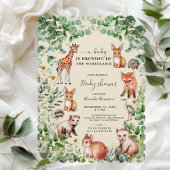 アイボリーユーカリプトゥスウッドランドかわいい動物の赤ちゃんシャワー 招待状