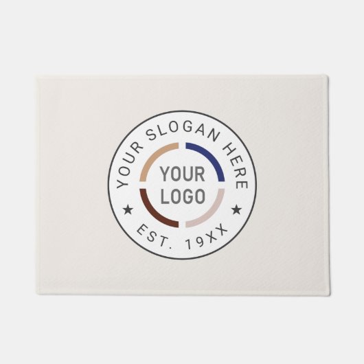 アイボリーラウンドカスタムロゴのビジネスブランド形式 ドアマット (正面)