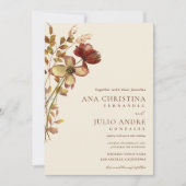 アイボリーラストワイルドフラワー秋秋Webサイ結婚ト 招待状 (正面)