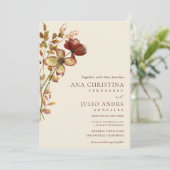 アイボリーラストワイルドフラワー秋秋Webサイ結婚ト 招待状 (スタンド正面)