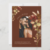 アイボリーラストワイルドフラワー秋秋Webサイ結婚ト 招待状 (裏面)