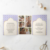 アイボリーラベンダーパターンすべて一インディアン結婚 三つ折り招待状 (内部)
