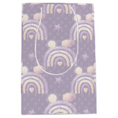 アイボリーラベンダーボホレインボーベビーガールシャワーギフト ミディアムペーパーバッグ (正面)