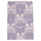 アイボリーラベンダーボホレインボーベビーガールシャワーギフト ミディアムペーパーバッグ (裏面)