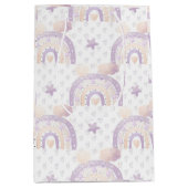 アイボリーラベンダーボホレインボーベビーガールシャワー ミディアムペーパーバッグ (正面)