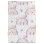 アイボリーラベンダーボホレインボーベビーガールシャワー ミディアムペーパーバッグ (裏面)