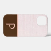 アイボリーリネン織布、ピンク&ブラウンカラーブロック Case-Mate iPhoneケース (裏面 (横))