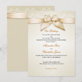 アイボリーリボン ゴールドストライプ 結婚式招待状 S3 招待状 (正面/裏面)