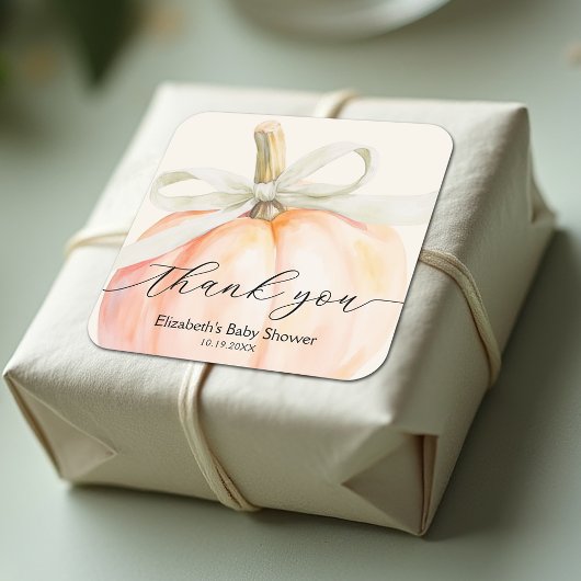 アイボリーリボン　リトルパンプキン　ベイビーシャワー スクエアシール