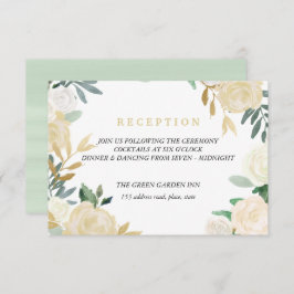 アイボリーリースウェディングレセプション詳細ミント 招待状