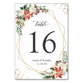 アイボリーレッドポインセチア結婚フローラのテーブル番号 テーブルナンバー