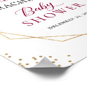 アイボリーレッドポインセチア金ゴールドフレームベビーシャワーサイン ポスター (角)