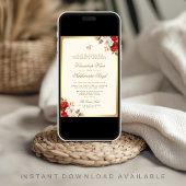 アイボリーレッドローゼスフローラアナンドカラジシーク結婚ズ 招待状