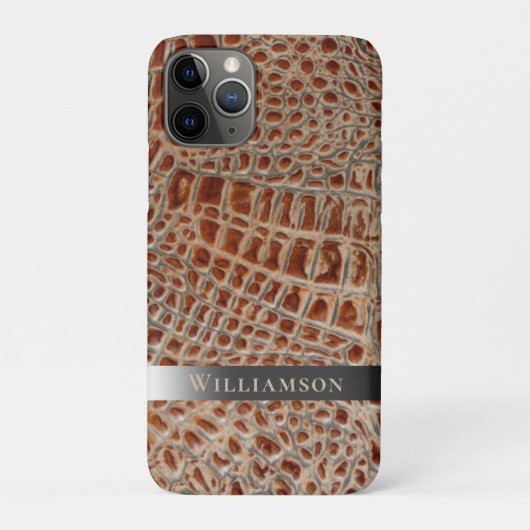 アイボリーレッド爬虫類デジタルレザースモークメタル Case-Mate iPhoneケース (裏)