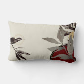 アイボリーレッド&ブラック&グレーウォーター葉カラー ランバークッション (裏面)