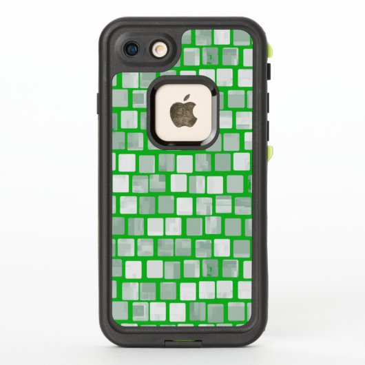 アイボリーレンガ、アイリッシュグリーン輪郭パターン LifeProof iPhoneケース (裏面)