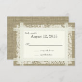 アイボリーレースとBurlapカントリーロマンスの応答 出欠カード (正面/裏面)