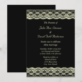 アイボリーレースオンブラック結婚ズ 招待状 (正面/裏面)